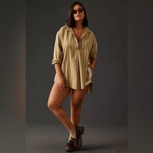 Anthropologie Striped Tan Blouse